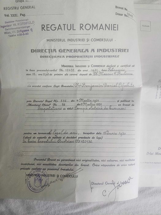 Brevet regal  de lanterna in romania