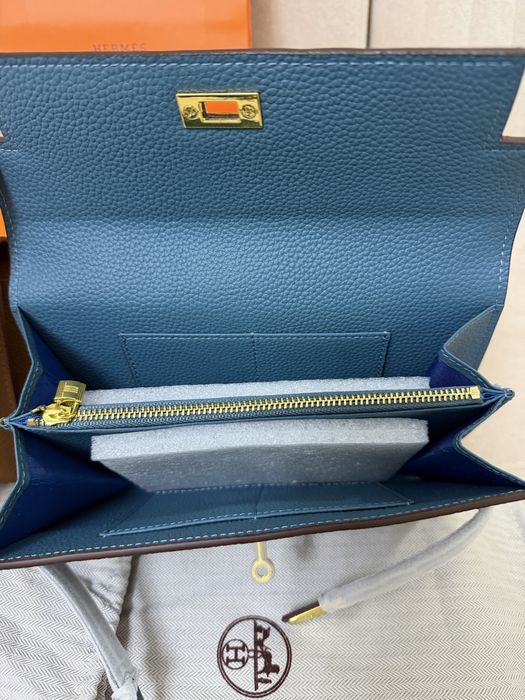 Portofel Hermes Kelly Maro/Blue
