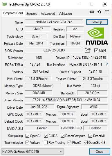 Placa video Low gaming MSI GTX 745 Low Profile IMPECABILA Fara alimentare aux