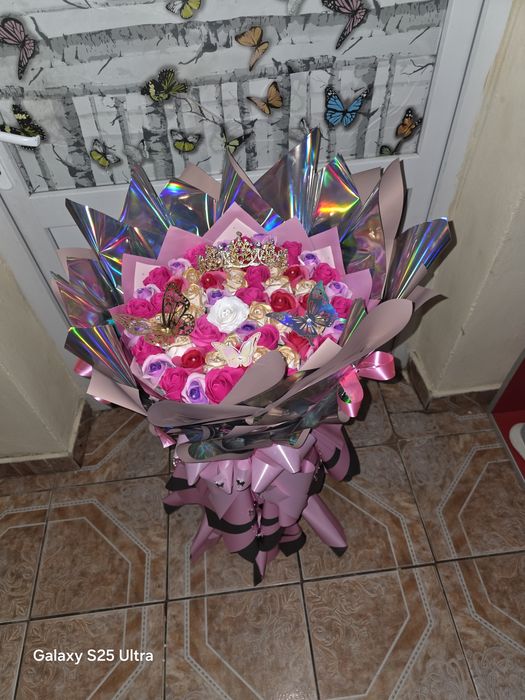 Buchet Gigant trandafiri sapun roz
