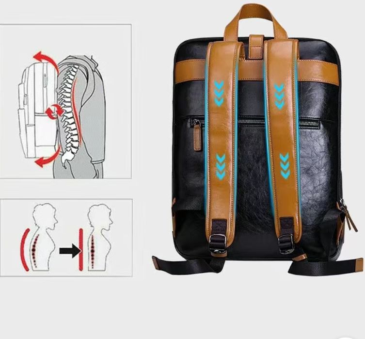 Рюкзак из кожи, чёрный и стильный