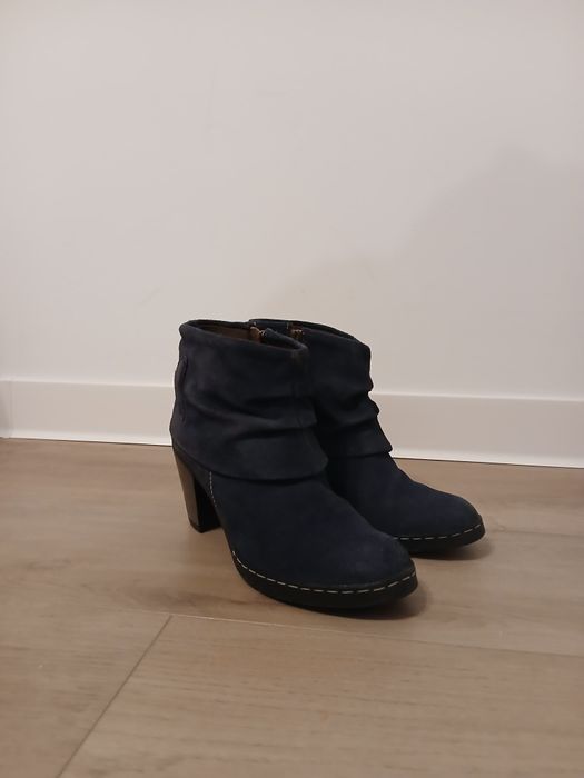 Botine/Ghete damă  piele întoarsă indigo