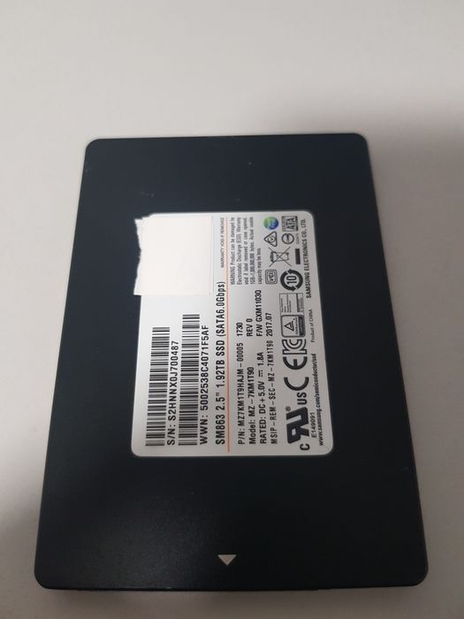 NOU SSD SERVER 1.92TB SSD ENTERPRISE Samsung SM863 1.92TB  100% o zi