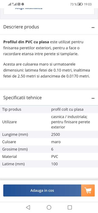 Profil izolatie montare geam pvc