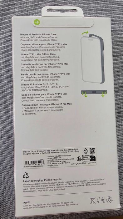 Husa telefon originala APPLE iPhone 17 Pro Max Silicone Case cu MagSafe - Black, MGFR4ZM/A