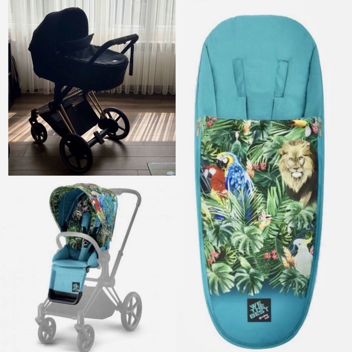 Детска електрическа количка - Cybex E- priam 3, зимен чувал Dj Khaled, тапицерия Dj Khaled за e-priam