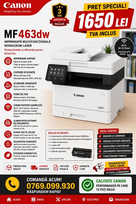 Canon MF463dw | Produs nou, sigilat | Livrare gratuită