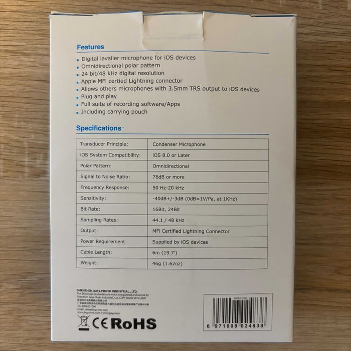 Boya BY-M2 Microfon Lavaliera pentru dispozitive iOS lightning