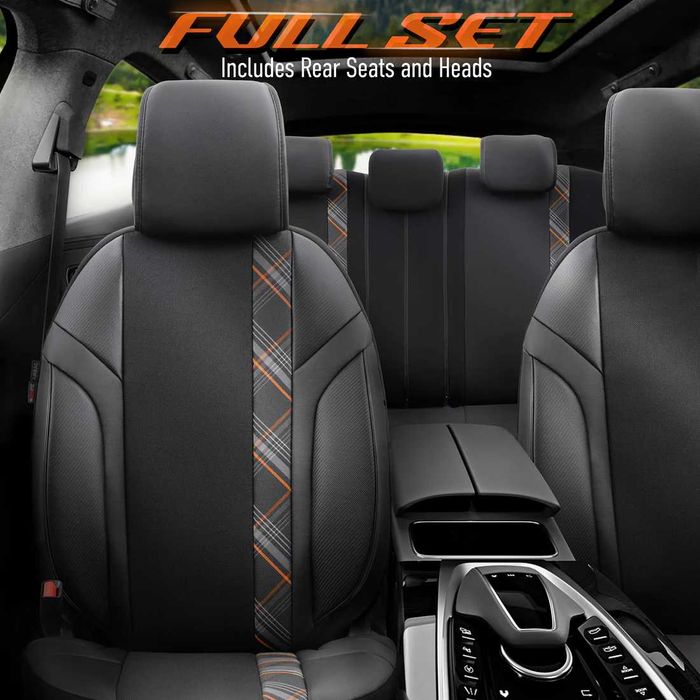 Комплект Тапицерия OTOM Horizon – Черно,Оранжево, Текстил/Кожа