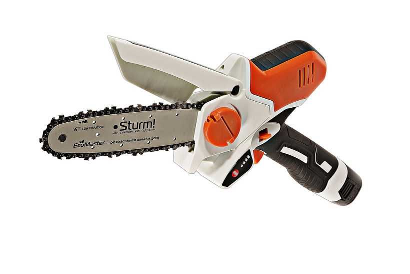 Аккумуляторная цепная пила, Безмасляная, Боковая натяжка цепи, Кейс.