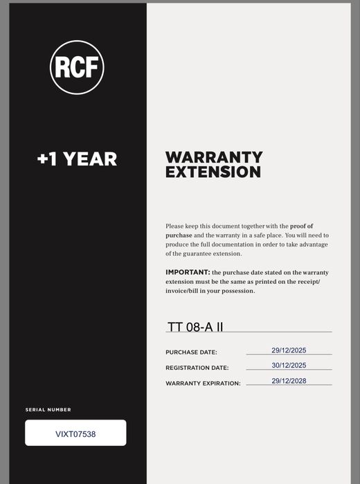 Rcf TT 08 A2 NOI cu  garantie completa in RO 3 ani