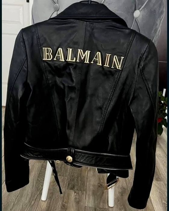 Geci piele naturala Balmain,Italia,Feronerie metalica inscriptionata