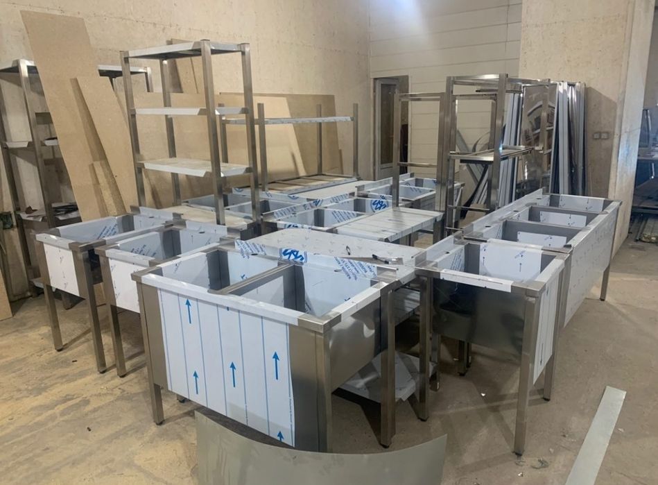 Стол мойка стеллажи линия раздачи