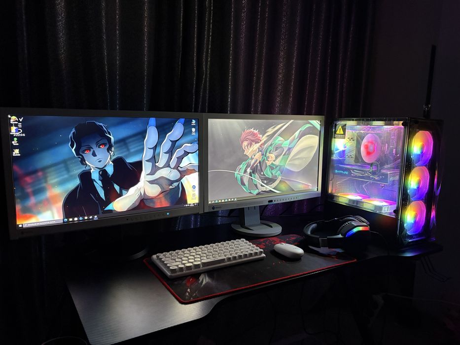 Pc Gaming Setup Complet 2000 GB i5 doua monitoare 16 gb ram rx580 OC
