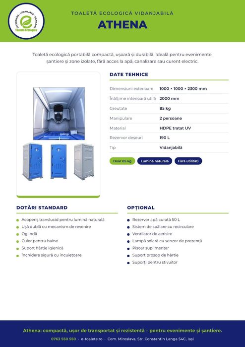 Toalete WC Mobile – Vidanjabile și Racordabile, Vânzare/Închiriere