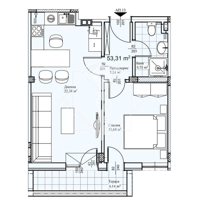 Продава се Двустаен апартамент в Пловдив, Прослав - 59 кв.м за 1200 €/кв.м - Снимка #1