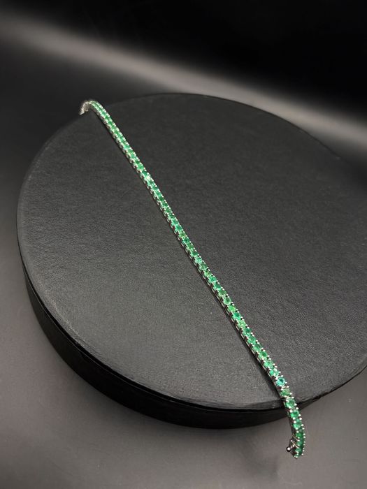 Bratara Tip Tenis Aur Alb 14K  9.25Gr Smaralde Verzi Naturale 4.27CT