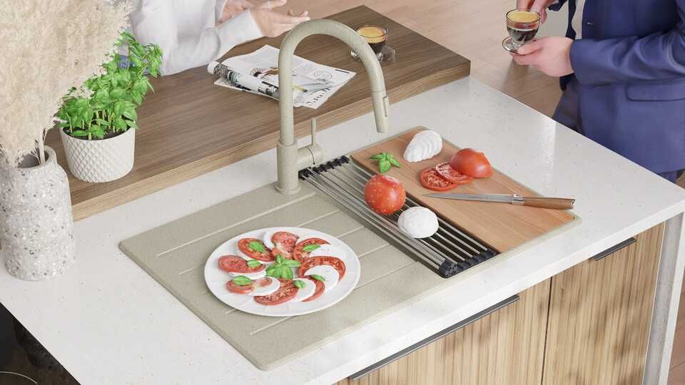 беж кухненска мивка от гранит Копенхаген 780х500 Top 50