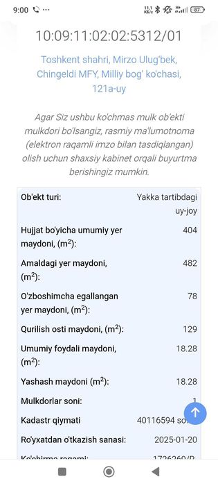 Участок 4,75 соток на Мирзо Улугбекском районе Без маклеров
