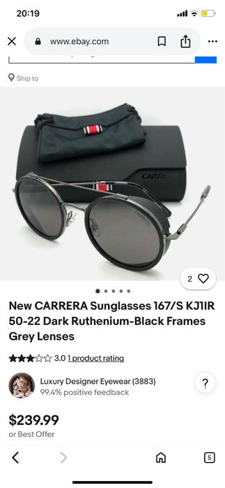 Нови слънчеви очила CARRERA 167/S KJ1IR 50-22 тъмно ритуниево рамки