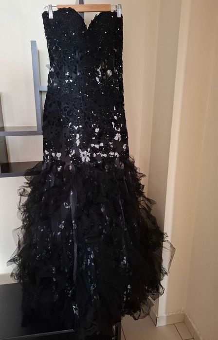 rochie neagra evenimente speciale, voal, catifea