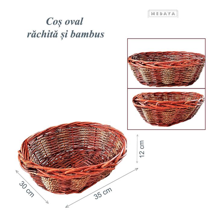 Cos rachita si bambus NOU, oval, pentru cadouri corporate de Craciun