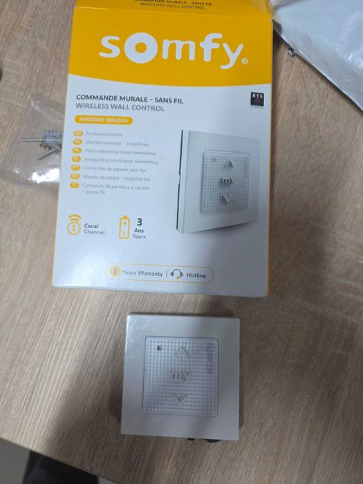 Somfy Extern Comutator de Perete Comenzi Dublu cu Cadru Argintiu