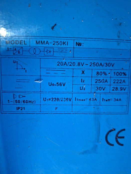 Aparat sudura MMA 250AH