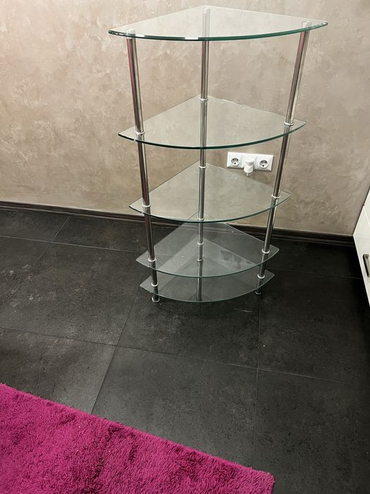 Стъклена етажерка + инокс