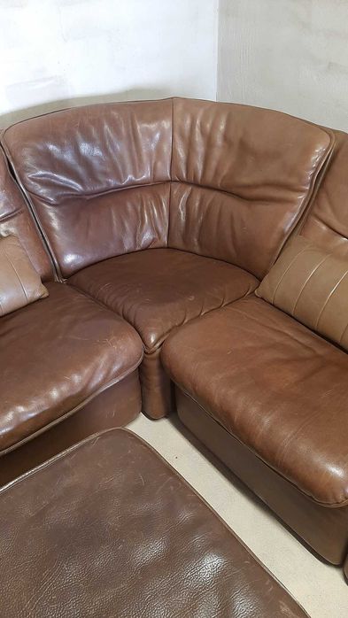 Дизайнерска мебел DE SEDE DS63 кожена гарнитура и дърво от 6 части