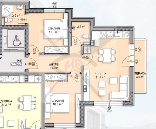 Тристайно ателие в ж.к. Дървеница № 922-26965