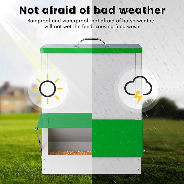 Автоматична хранилка за птици, 11 кг храна, метална с капак