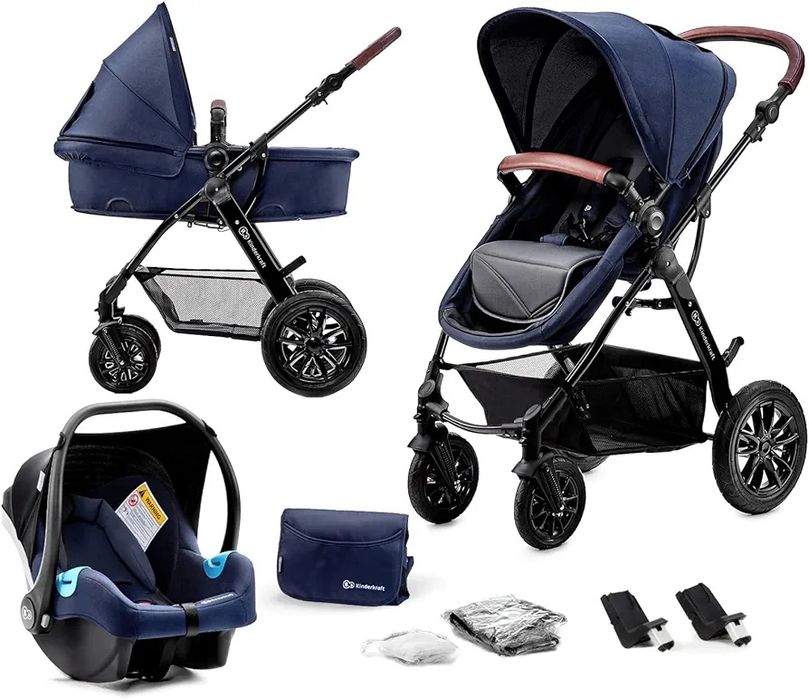 Детска количка Kinderkraft 3 in 1 Moov, Синя