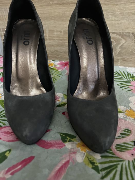 Pantofi Liu Jo, nr 38, piele naturala intoarsa culoare verde/gri