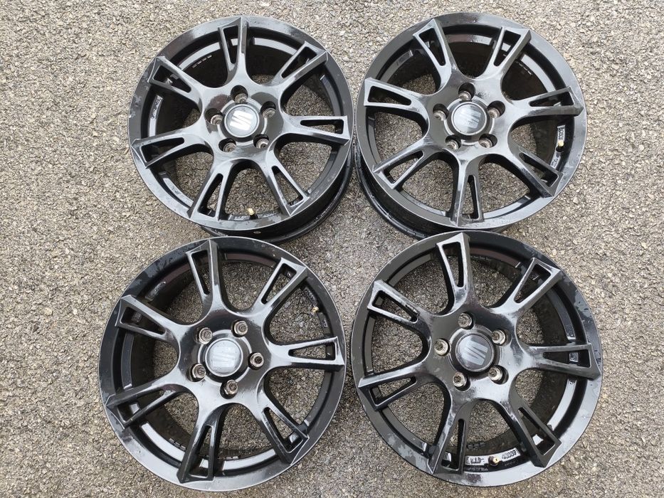 Seat/VW; 16 цола 5x112; 4 бр. Оригинални лети джанти -  черен цвят