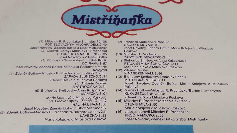 Винилови плочи  Чехословакия My Sme Valaši и Mistříňanka – Ze Slovácka