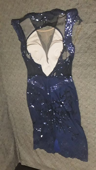 Rochie de ocazie bleumaren paiete cu dantela 40-42.