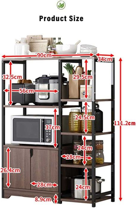 4-уровневая кухонная стойка с шкафом для хранения, многофункциональная