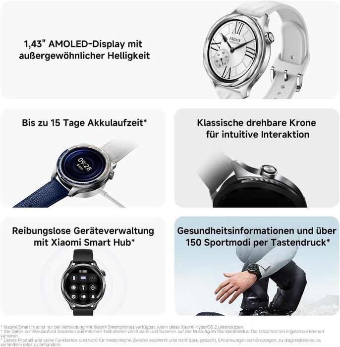 ПРОМО Нов Смарт Часовник XIAOMI WATCH S4 BLACK 47.3 MM, GPS, Пулсомер