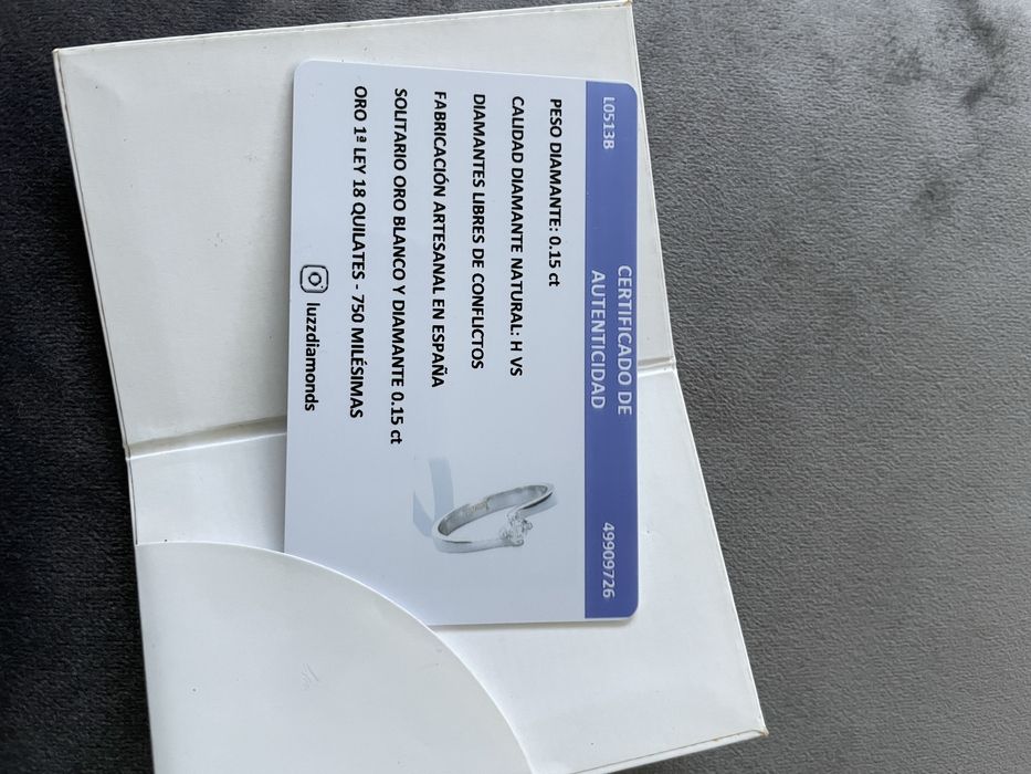 Пръстен с диамант, бяло злато 18к