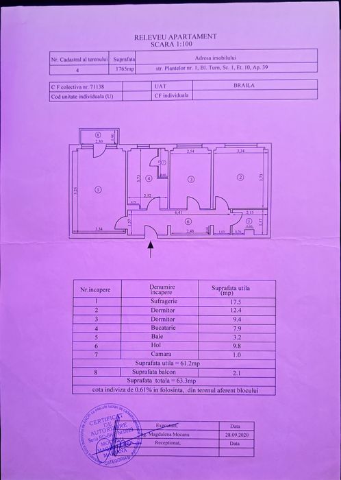 Vand apartament 3 camere