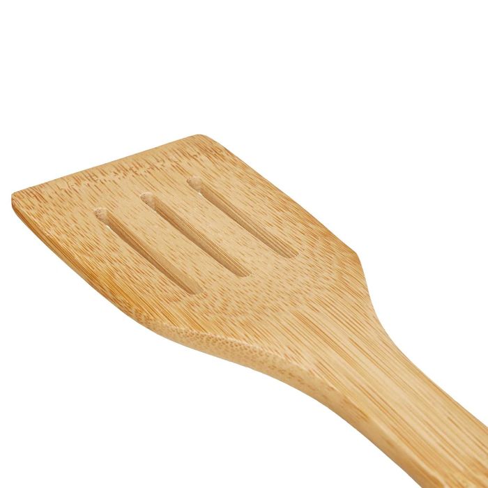 Set 5 ustensile bucatarie cu suport 2 lingiuri 2 spatule cleste bambus