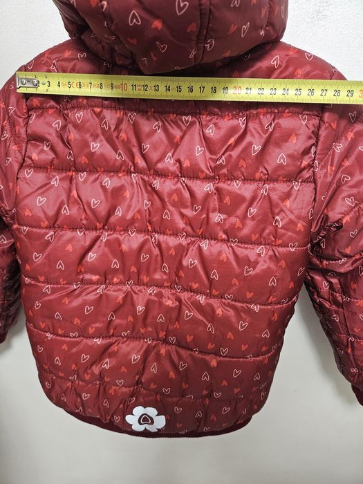 Geacă copii 4–5 ani, față dublă + captușeală pufoasă, bordo