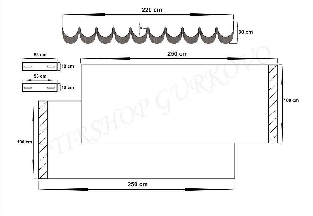 Пердета за камиони ЧЕРВЕНИ бродирани комплект + кукички холандско чело