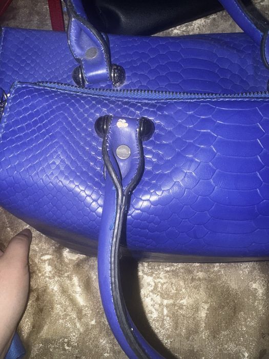 Сумка кожаная синяя