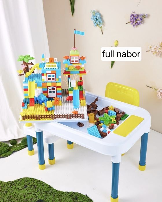 Bolalar uchun qiziqarli o'yinchoq lego лего stol stul komplekti
