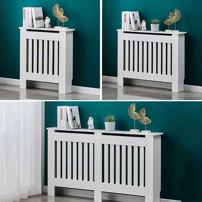 Panou decorativ- Masca calorifer, lemn MDF alb lucios 78 - 172 cm