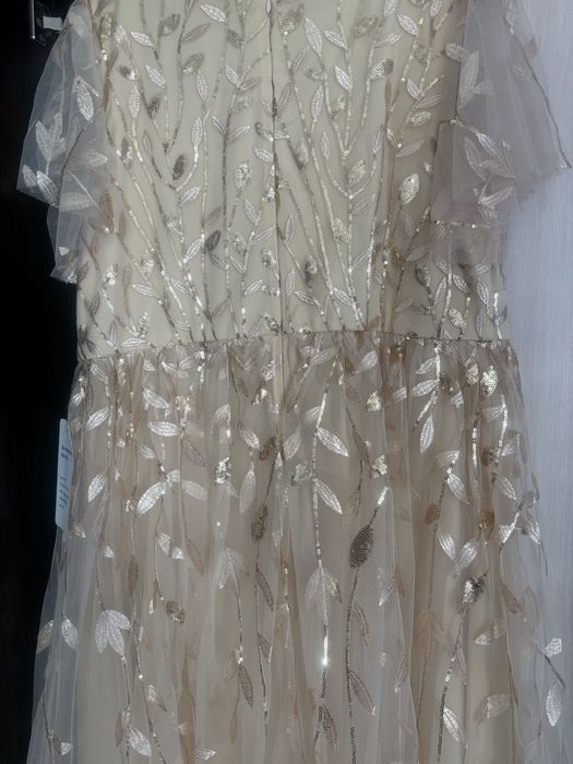 Голям размер официална рокля с бродерия и пайети