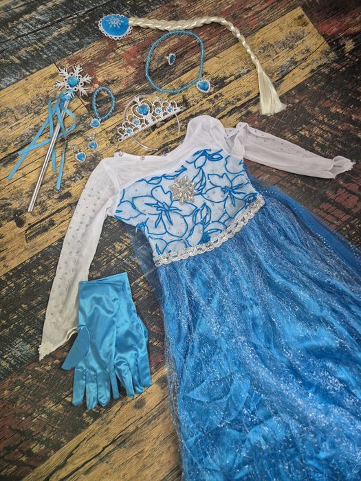 Costum 10 piese elsa frozen 4/7 ani