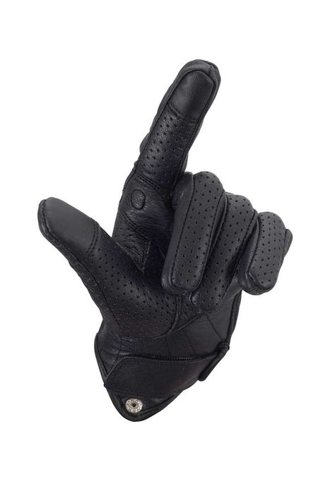 Manuși Moto din Piele Perforată cu Protecție Carbon, PES, Negru
